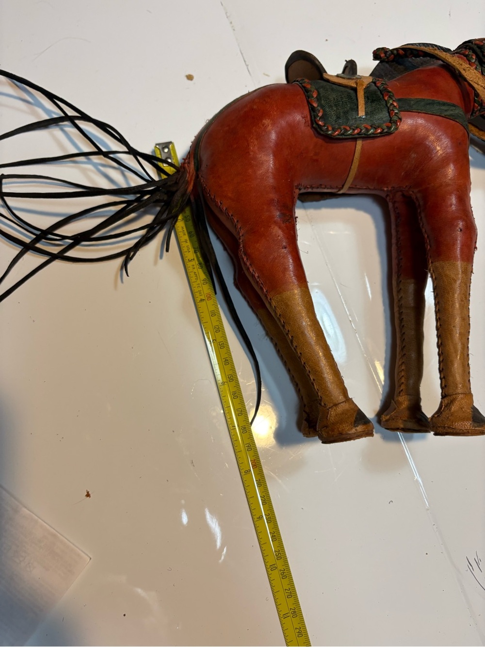 vintage leather-wrapped horse figurine style of folk art decorative collectible - Picture 11 of 11